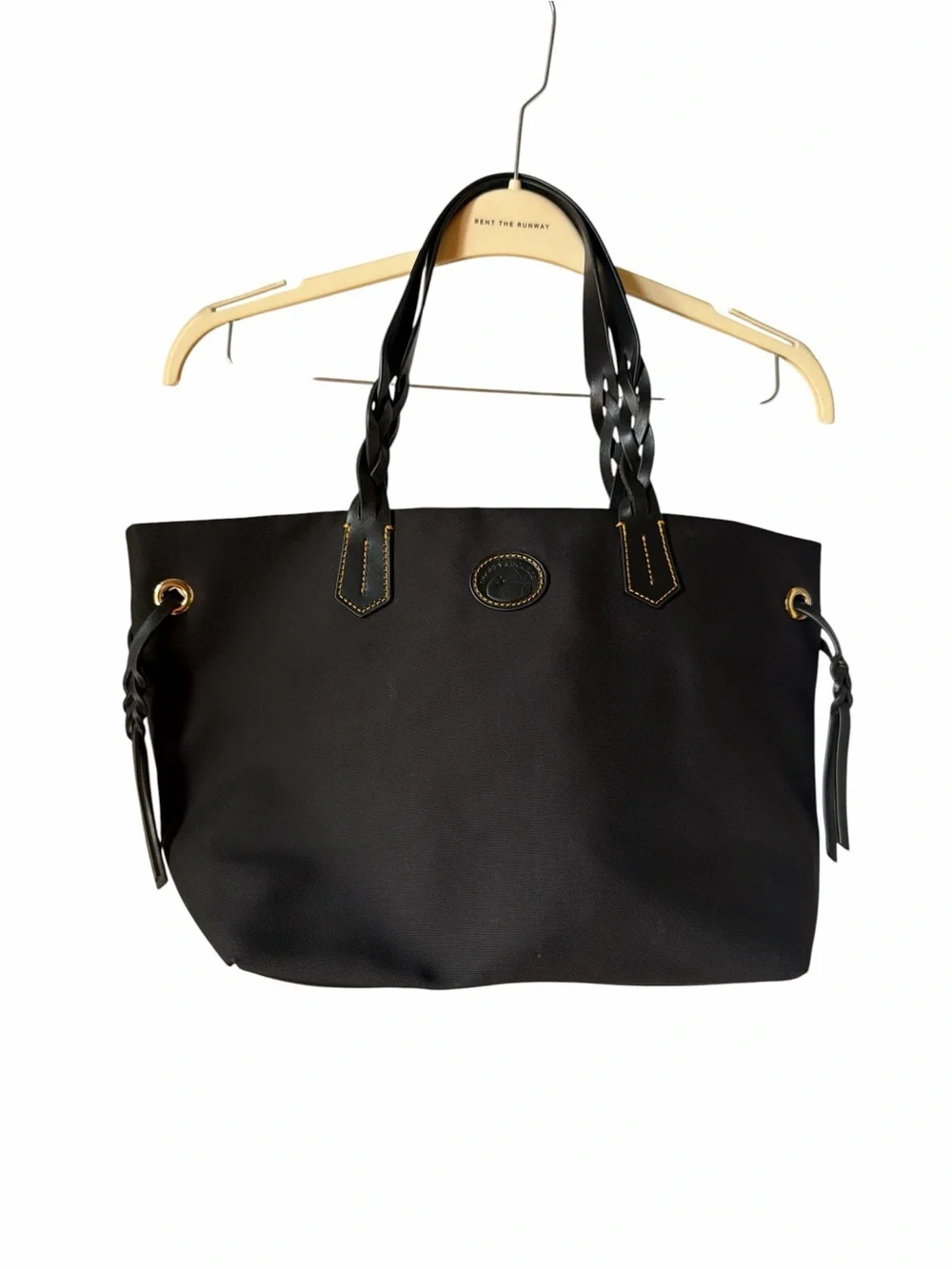Dooney & Bourke Classic Black Nylon Everyday Tote with Braided Leather Handles